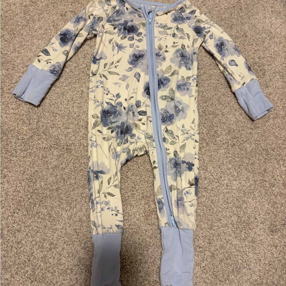 Caden Lane Blue Floral Kids Footie